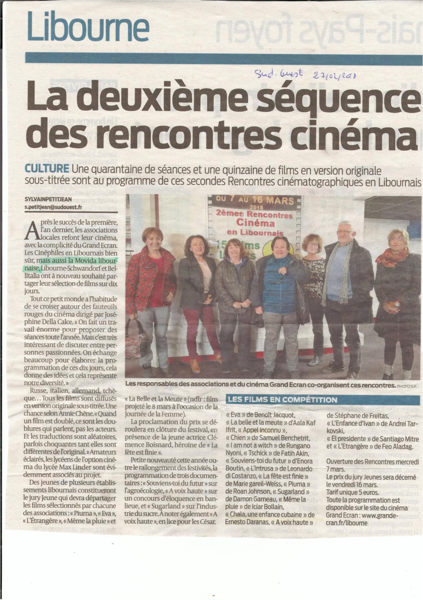 sud-ouest 27 fevr 2018 festival ciné 